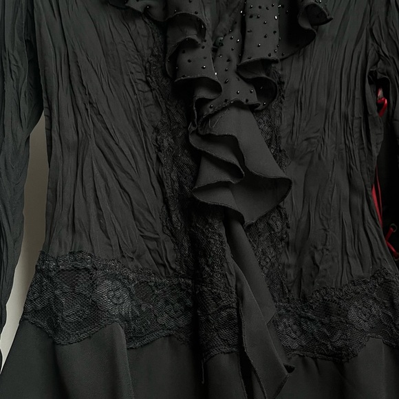 2000s goth sheer lace bead chiffon top - Picture 4 of 5